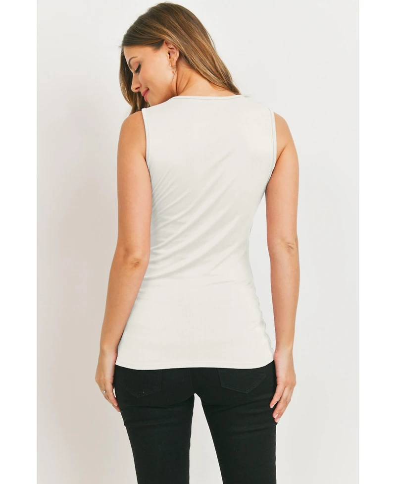 Hello Miz Maternity Sleeveless Ruched V-Neck Wrap Nursing Tank Top