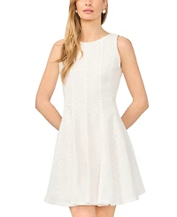 CeCe Women's Sleeveless Boat Neck Embroidered Lace Dress