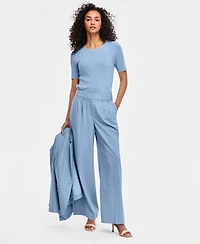 Tahari Asl Women's Fine-Rib Crewneck Sweater T-Shirt, Regular & Petite