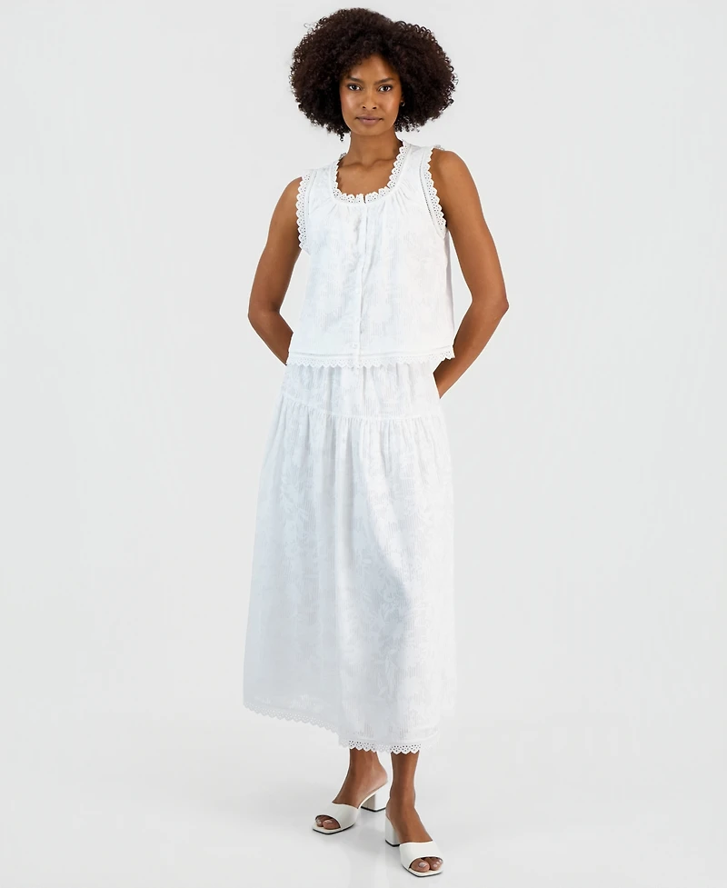 Vince Camuto Women's Lace-Trim Cropped Sleeveless Top