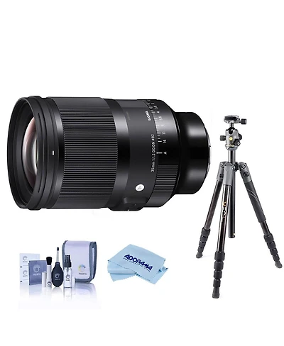 Sigma 35mm f/1.2 Dg Dn Art Lens for L Mount, Bundle with Vanguard Veo 3 Go 235AB Al Travel Tripod with T-50 Ball Head, Cleaning Kit, Cloth
