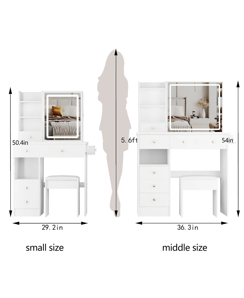 Flynama Small Size Left Drawer Desktop Vanity Table with Classic Finish for Home Beauty