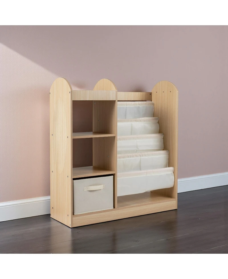 Slickblue Toy Storage Organizer with 4-Tier Sling Shelves for Kids