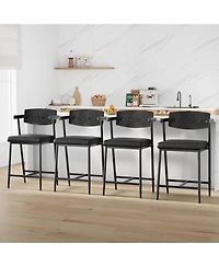 gaomon 26" Counter Height Bar Stools Set of 2 with Arms, Upholstered Modern Metal Bar Chairs, Back & Footrest for Kitchen Island