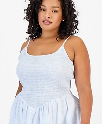 And Now This Trendy Plus Printed Smocked Cotton Midi Dress, Macy's Exclusive