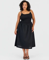 And Now This Trendy Plus Smocked Cotton Midi Dress, Macy's Exclusive
