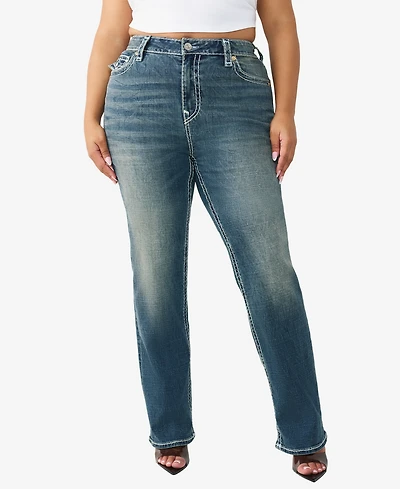 True Religion Plus Billie Mid-Rise Straight Super T Flap Jeans