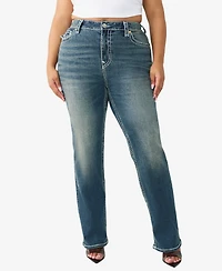 True Religion Plus Billie Mid-Rise Straight Super T Flap Jeans