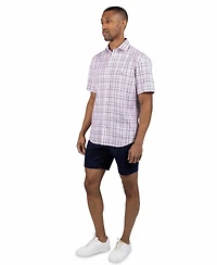 Tailorbyrd Men's Yarn Dyed Linen Large Check Short Sleeve Shirt