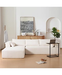 Clihome 112"Modular Sectional Sofa with Free Side Table,Wide Seat,Fully Compressed