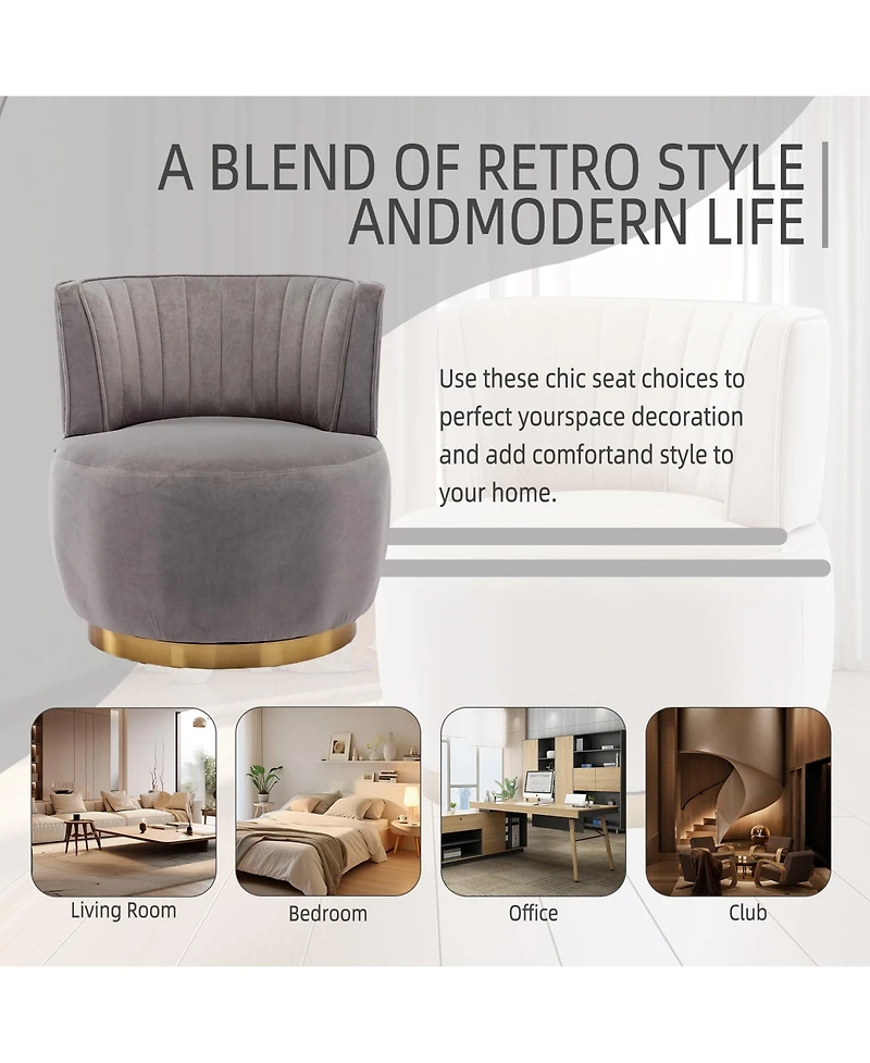 Rainsken Velvet Swivel Barrel Chair
