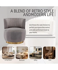 Rainsken Velvet Swivel Barrel Chair