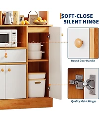 Gaomon Large Farmhouse Buffet Sideboard with Drawers, Adjustable Shelf & Rack, Tall Kitchen Pantry Storage Cabinet