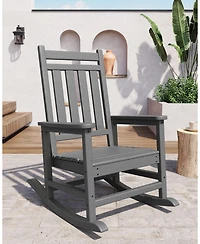 gaomon Poly Lumber Rocking Chair Outdoor Set of 4 Hdpe High Back Porch Rocker Chairs for Adults All Weather Resistant Furniture for Patio