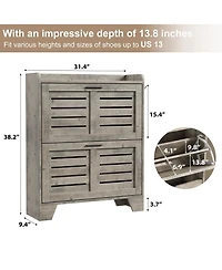gaomon Farmhouse Narrow Slim Shoe Cabinet, 2 Flip Drawers for Entryway Organization