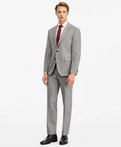 Ted By Ted Baker Mens Modern Fit Gray Wine Plaid Suit Separates