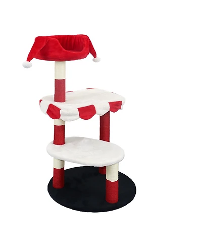 Aostirmotor Multi-Level Cat Tree with Removable Perch & Scratching Posts – Includes Hanging Toy,Red