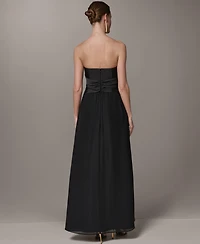 Donna Karan New York Women's Strapless Chiffon Fit & Flare Gown Dress with Front-Twist