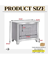 Flynama Luxurious Contemporary Nightstand with Storage Space Glass Top Bedroom Storage Furniture