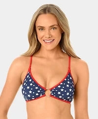 California Waves Women's Starstruck Mini Rib Ring Swim Bikini Top