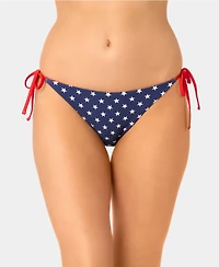 California Waves Women's Star and Stripe Reversible Side-Tie Swim Bottoms