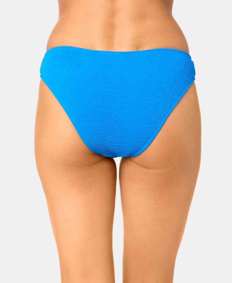 California Waves Women's Solid Popcorn Scrunch Low-Rise Scoop Swim Bottoms