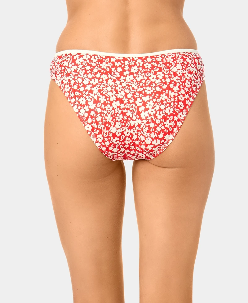 California Waves Women's Garden Ditsy Wide Rib High-Leg Swim Bottoms