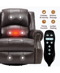 Sumyeg Recliner Chair with Heat Massage Manual Rocker and Swivel Fabric