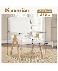 Sugift Mid Century Modern Accent Chair with Rubber Wood Frame and Padded Armrests