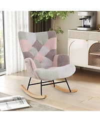 Sugift Nursery Rocking Chair with Ergonomic Armrests and High Backrest for Living Room
