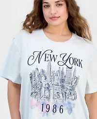 Rebellious One Trendy Plus New York Skyline Short-Sleeve Tee