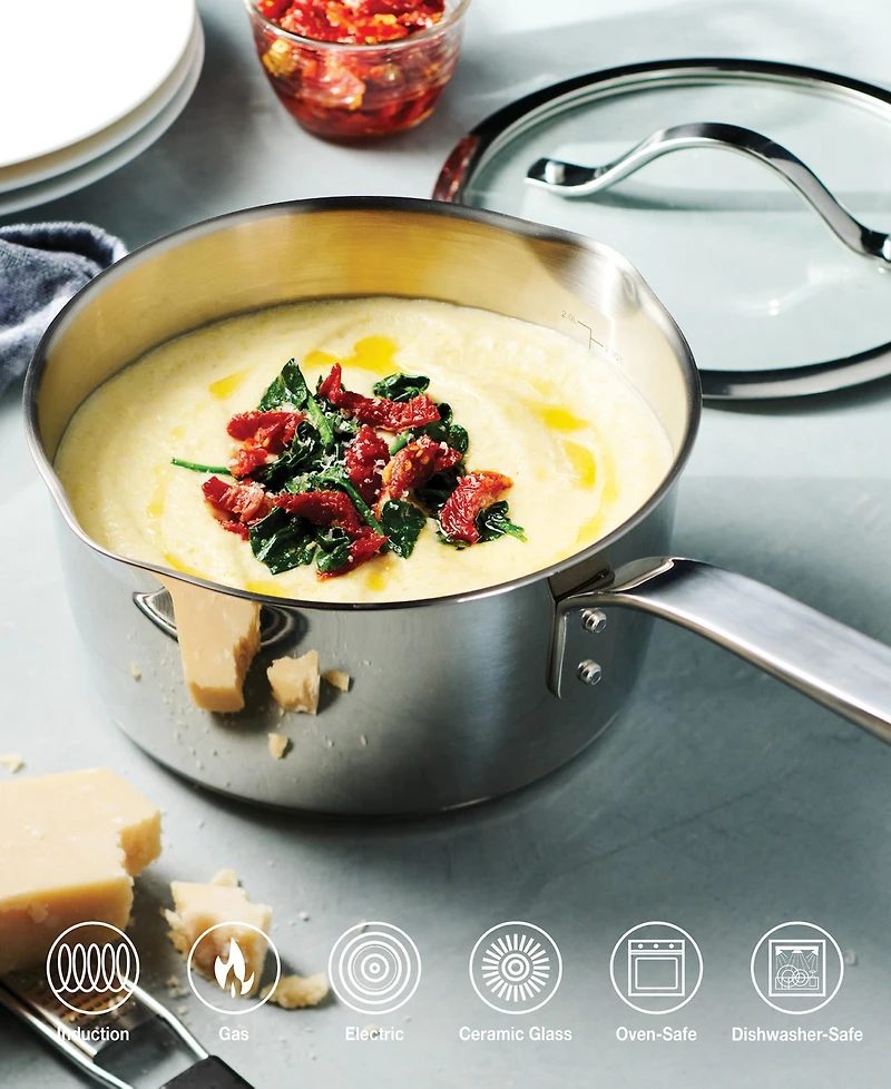 Tramontina Tempo Tri-Ply Base Stainless Steel 3-Quart Sauce Pan with Glass Lid