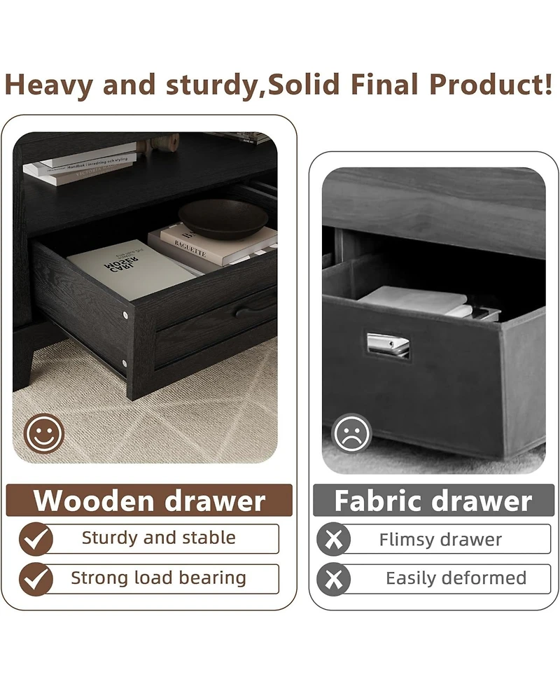 gaomon Farmhouse Coffee Table with Drawers, Center Rustic Tables Living Room Table, Open Shelf and 6 Support