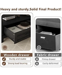 gaomon Farmhouse Coffee Table with Drawers, Center Rustic Tables Living Room Table, Open Shelf and 6 Support