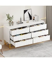 gaomon 6 Drawer Dresser for Bedroom with Metal Legs, Storage Chest Cabinet Organizer for Living Room, Hallway, Entryway