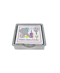 Mariposa Aluminum Pickleball Drinks 5.75" Beaded Napkin Box Set