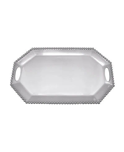 Mariposa Pearled-Border Large Rectangular Octagonal Tray