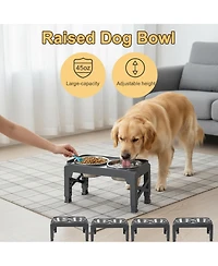 Aronkl Adjustable Elevated Dog Bowl Stand with 2 Stainless Steel Bowls & Pet Scoop