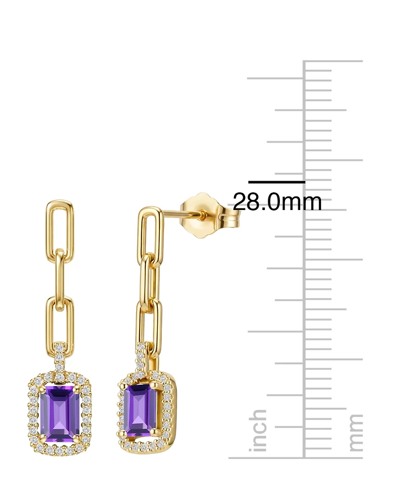 Macy's Lab Grown Ruby (1-1/3 ct. t.w.) & White Sapphire (1/4 Drop Earrings 14k Gold Over Sterling Silver (Also Available Mul