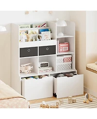 gaomon 1-Pieces Wooden Large-Drawer Cubbies Kids Storage Bookshelf Furniture