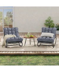 gaomon 2Pcs Indoor/Outdoor Rocking Papasan Chairs, Patio Rocking Chairs with Comfy Cushions, Sturdy Metal Frame, Outdoor Papasan Chair