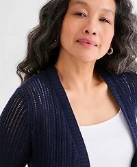 Style & Co Women's Cotton Open-Front Elbow-Sleeve Cardigan, Exclusively at Macy's