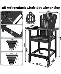 gaomon Outdoor Bar Height Adirondack Chairs with Connecting Tray, Balcony Chairs, Tall