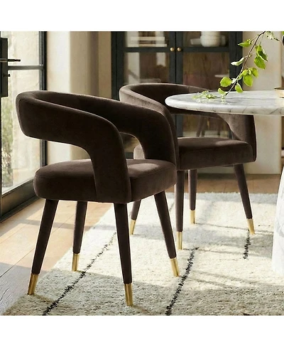 Maison Boucle Velvet Upholstered Dining Chairs Set of 2, Modern Open Back Armchairs