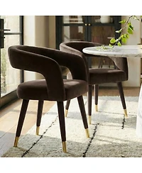 Maison Boucle Velvet Upholstered Dining Chairs Set of 2, Modern Open Back Armchairs