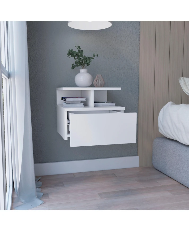 Flynama Versatile White Nightstand with Storage Space Modern Bedroom Furniture Bedside End Table