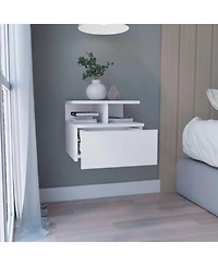 Flynama Versatile White Nightstand with Storage Space Modern Bedroom Furniture Bedside End Table
