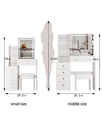 Flynama Small Size Left Bedside Cabinet Led Mirror Vanity Table with Illuminated Mirror