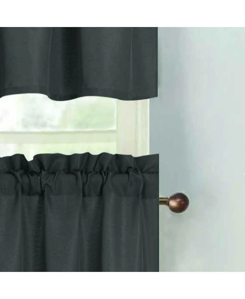Rt Designers Collection 100% Polyester Gibson Solid 3 Piece Kitchen Curtains Valance and Tiers Set