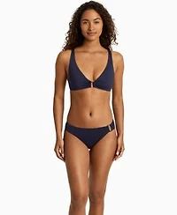 Lauren Ralph Lauren Womens Ring Over The Shoulder V Neck Bikini Top Full Coverage Ring Hipster Bottom